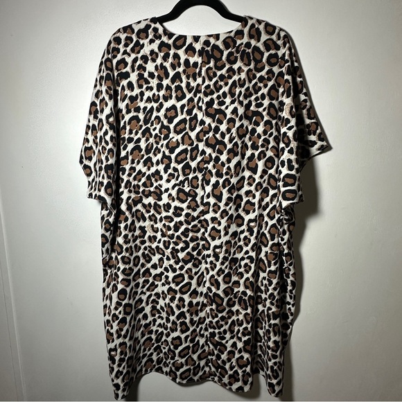 Chico’s Leopard Print Oversized Dolman Sleeve  Midi Dress Size 2 (12-14) - Picture 6 of 7